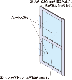 高さが1080mmを超えた場合、桟が追加となります。