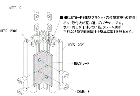 薄型ブラケットを使用した接続例